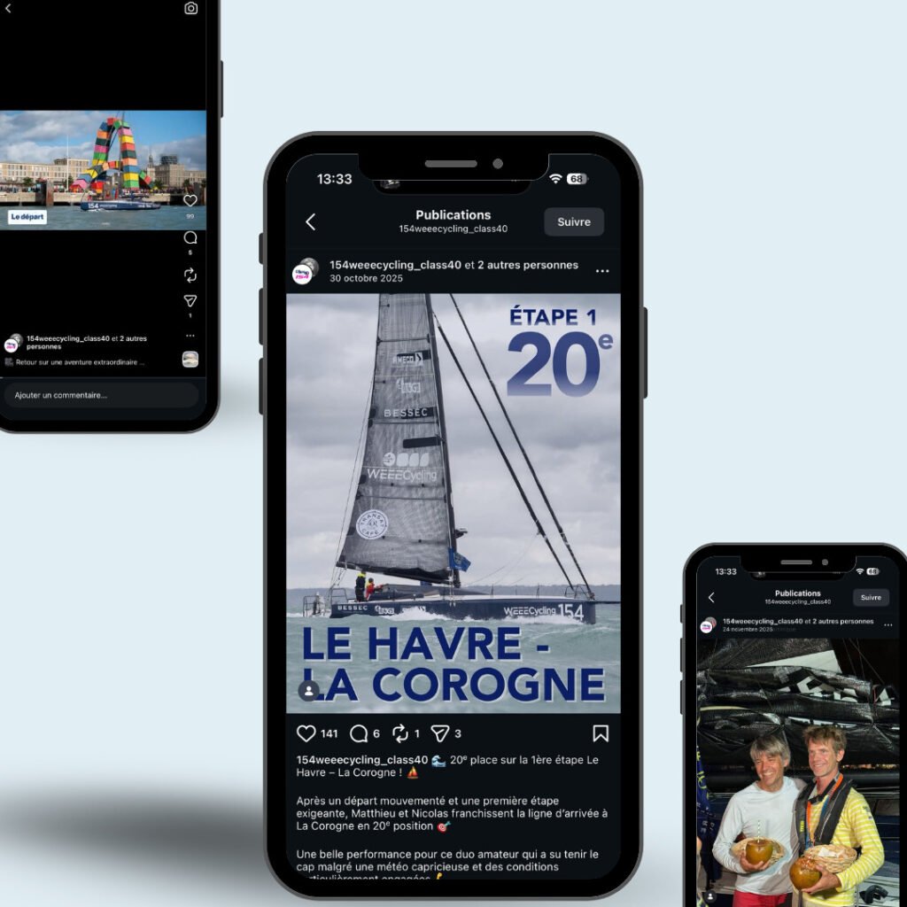 Communication digitale de l'équipe Weeecycling sur la Transat Café l'Or